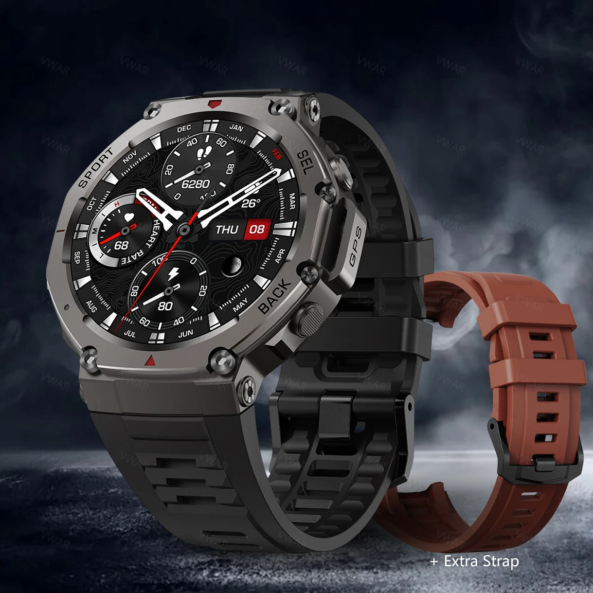 T-Rex3 GPS Smart Watch for Xiaomi IOS Built-in GPS Compass Barometric Altimeter Dual-band GNSS Voice Calling Smartwatch Men 5ATM