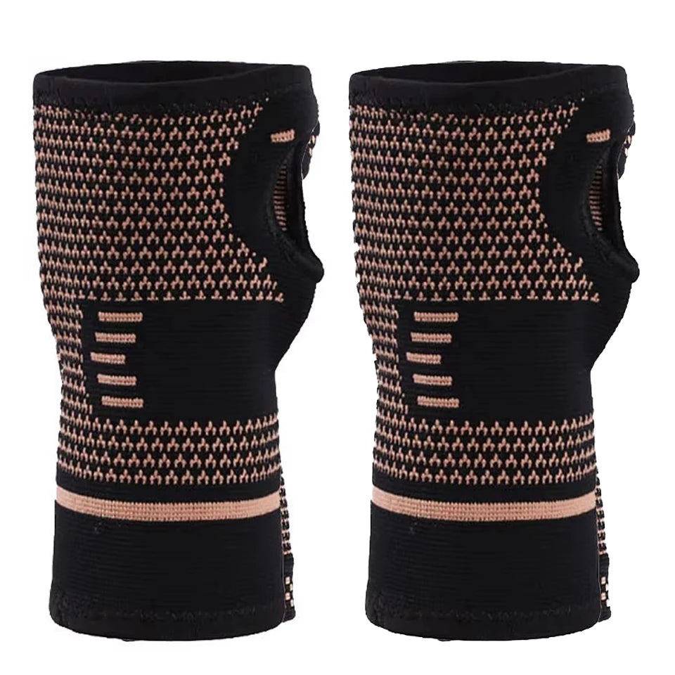 GOBYGO Copper Fiber Bracer Wrist Gym Support Wrist Brace Elastic Sport Bandage Wristband Hand Tennis Fitness Powerlifting Unisex