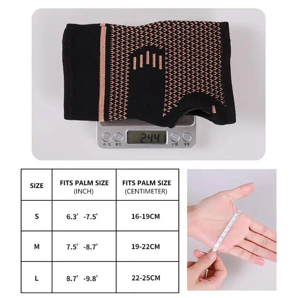 GOBYGO Copper Fiber Bracer Wrist Gym Support Wrist Brace Elastic Sport Bandage Wristband Hand Tennis Fitness Powerlifting Unisex