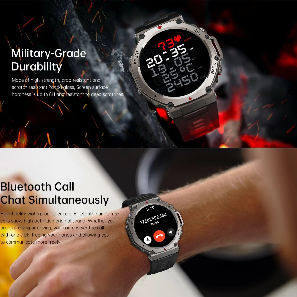 T-Rex3 GPS Smart Watch for Xiaomi IOS Built-in GPS Compass Barometric Altimeter Dual-band GNSS Voice Calling Smartwatch Men 5ATM