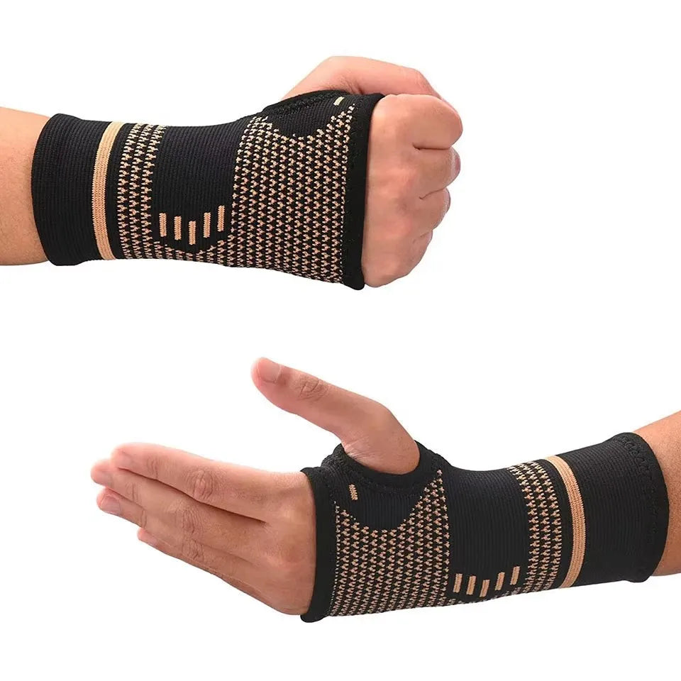 GOBYGO Copper Fiber Bracer Wrist Gym Support Wrist Brace Elastic Sport Bandage Wristband Hand Tennis Fitness Powerlifting Unisex