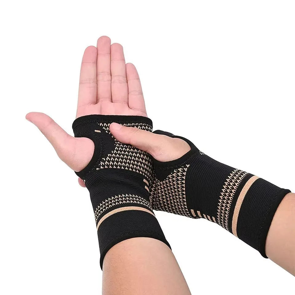 GOBYGO Copper Fiber Bracer Wrist Gym Support Wrist Brace Elastic Sport Bandage Wristband Hand Tennis Fitness Powerlifting Unisex
